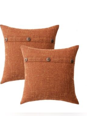 MIULEE Set of 2 Linen Rust Throw Pillow Covers Only, Farmhouse 20x20